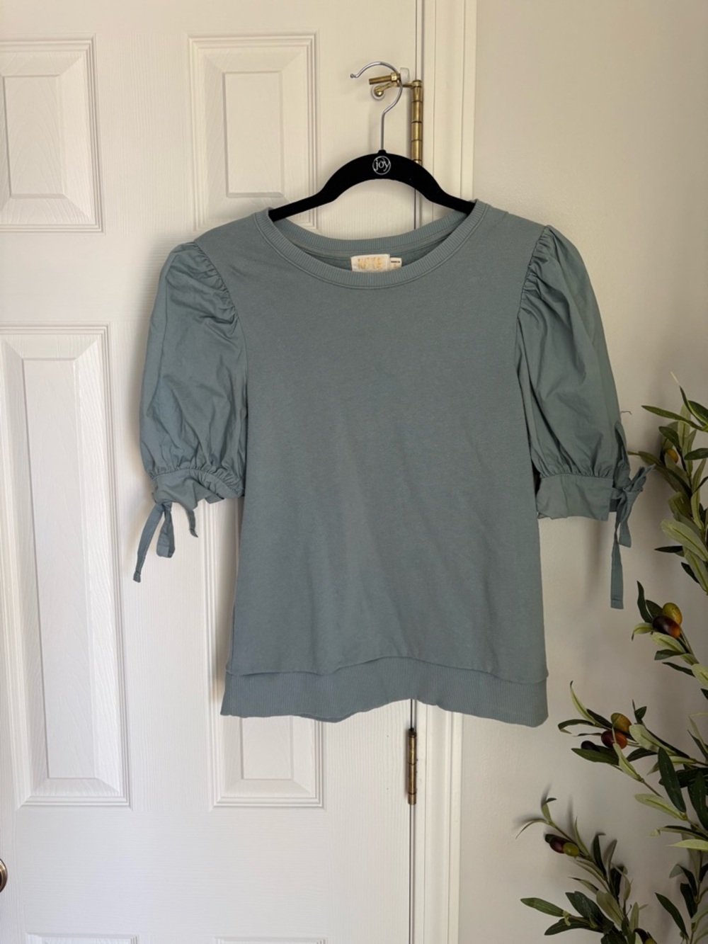 Nation Women's Sage Puff-Sleeve Top - Lightweight Short Sleeve S